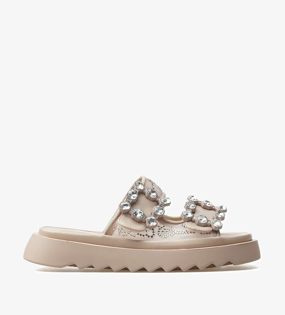 Kadın Taş Detaylı Günlük Terlik 25y 25y342 Z Bej