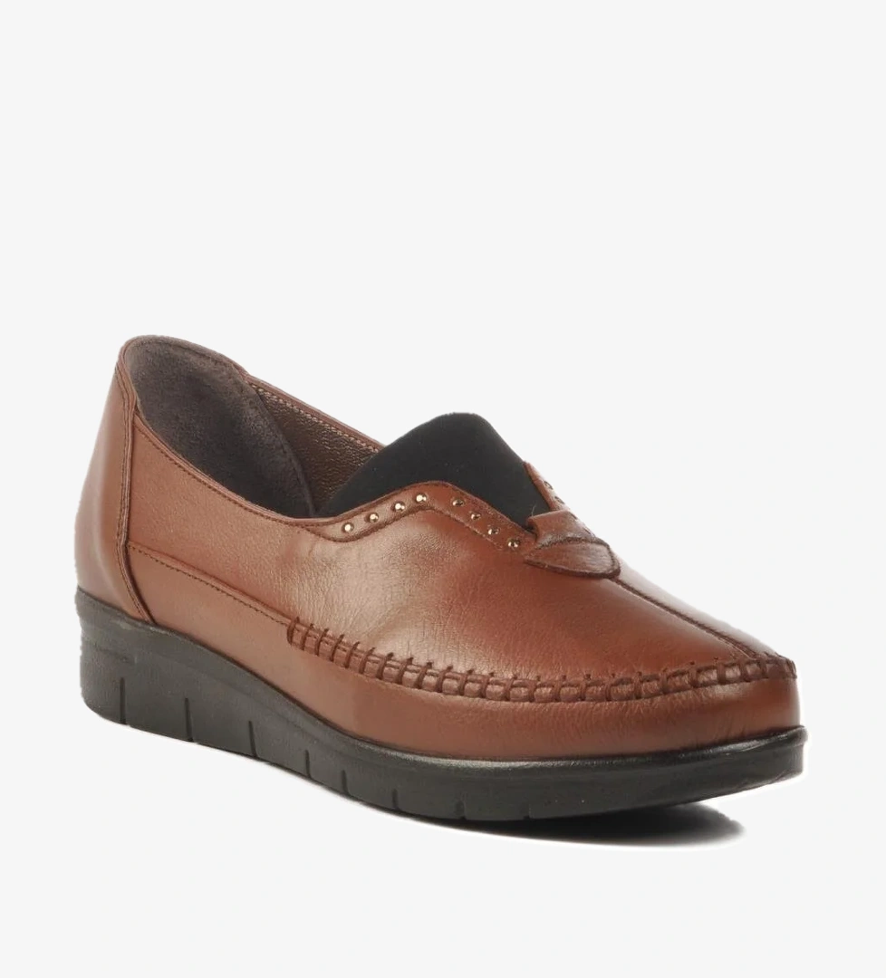 42637 Z Taba Hakiki Deri Kadın Günlük Ayakkabı - Görsel 1