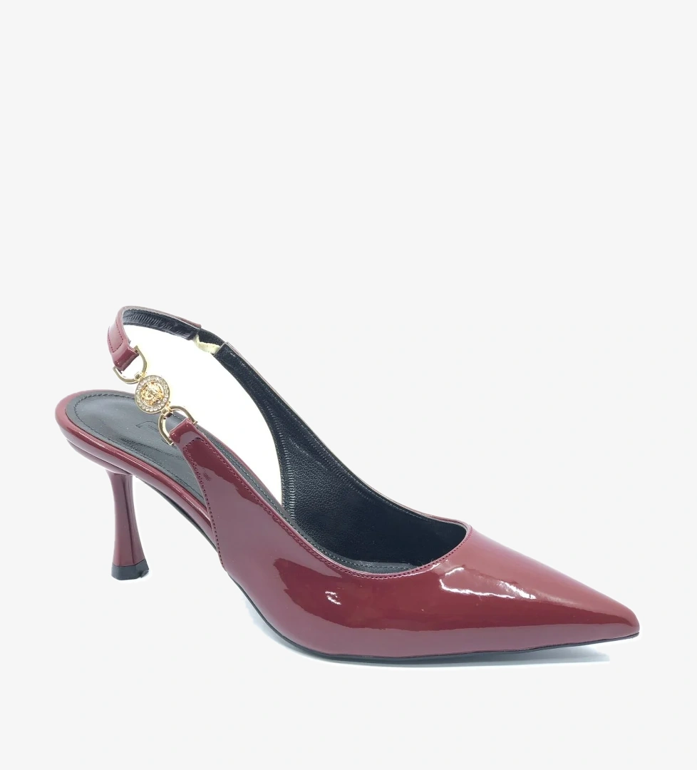 Yan Toka Detaylı Arkası Açık Stiletto Kadın Topuklu Ayakkabı - Görsel 1