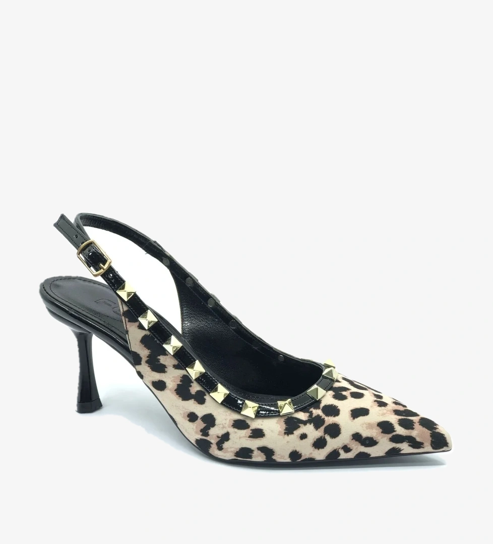 Zımba Şerit Detaylı Arkası Açık Stiletto Kadın Topuklu Ayakkabı