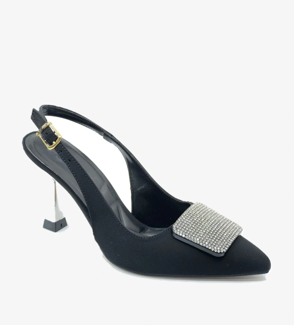 Feles Taş Toka Detaylı Arkası Açık Stiletto Kadın Topuklu Ayakkabı model görseli