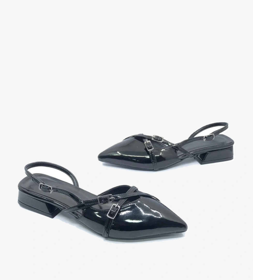 Toka Detaylı Kısa Topuklu Arkası Açık Kadın Babet Ayakkabı