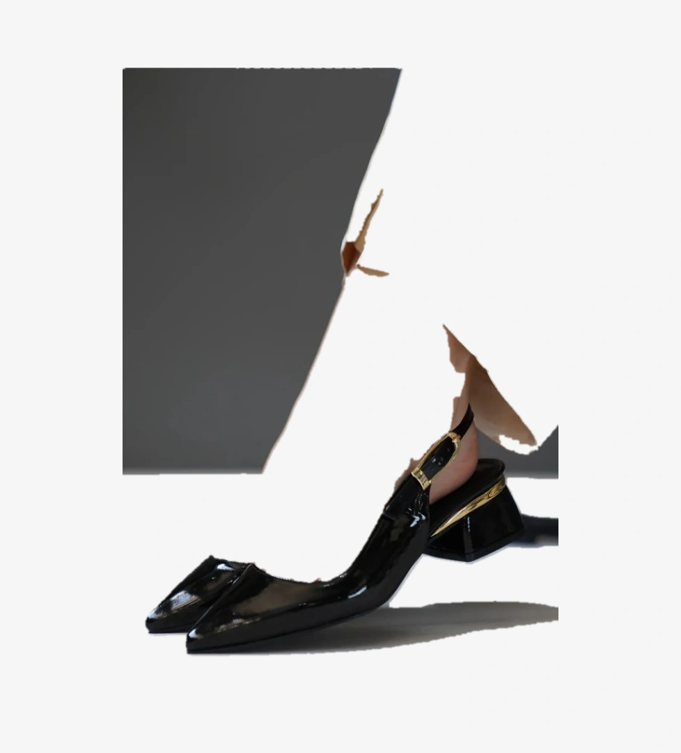 Toka Detaylı Topuklu Arkası Açık Klasik Kadın Topuklu Ayakkabı Ayakkabı