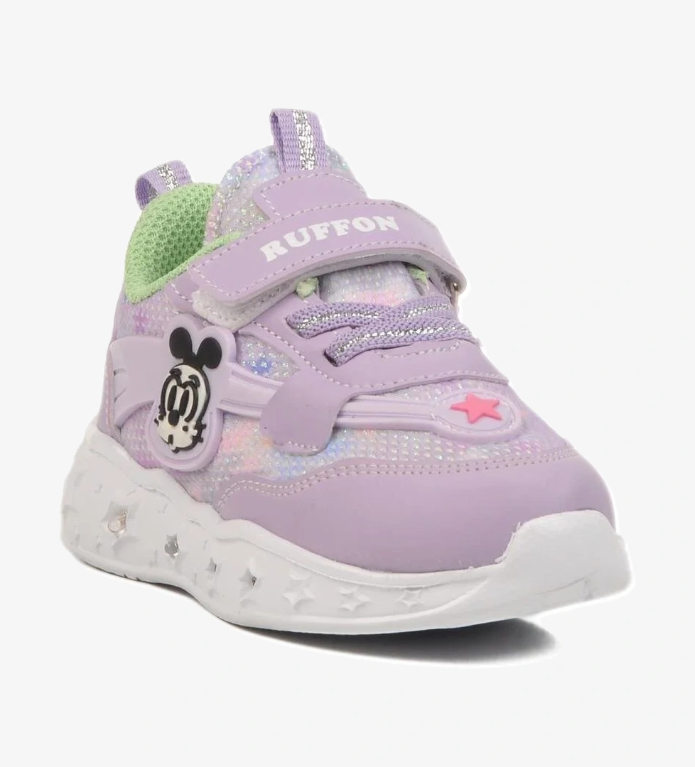 Lila Beyaz Işıklı Hafif Kız Çocuk Spor Ayakkabı Ruffon B
