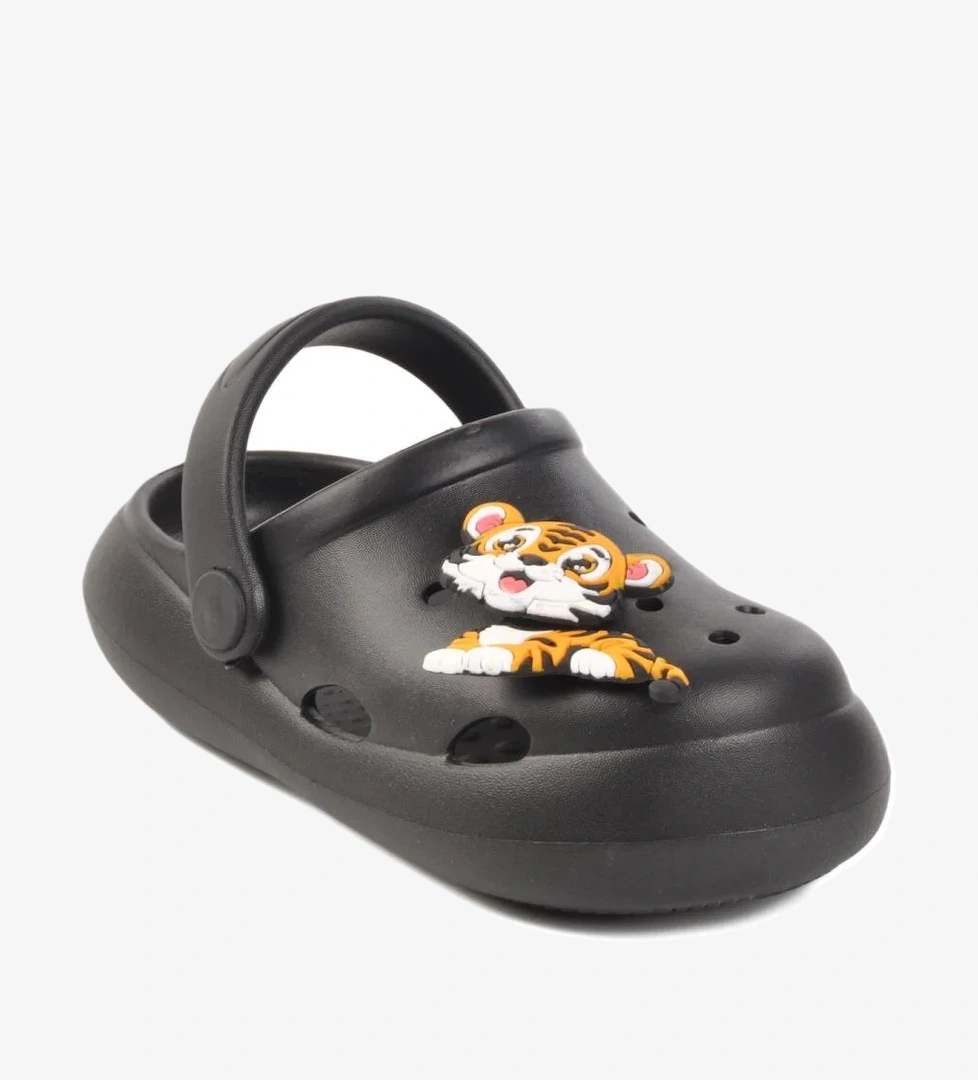 Siyah Unisex Çocuk Sabo Terlik Yumurcak B