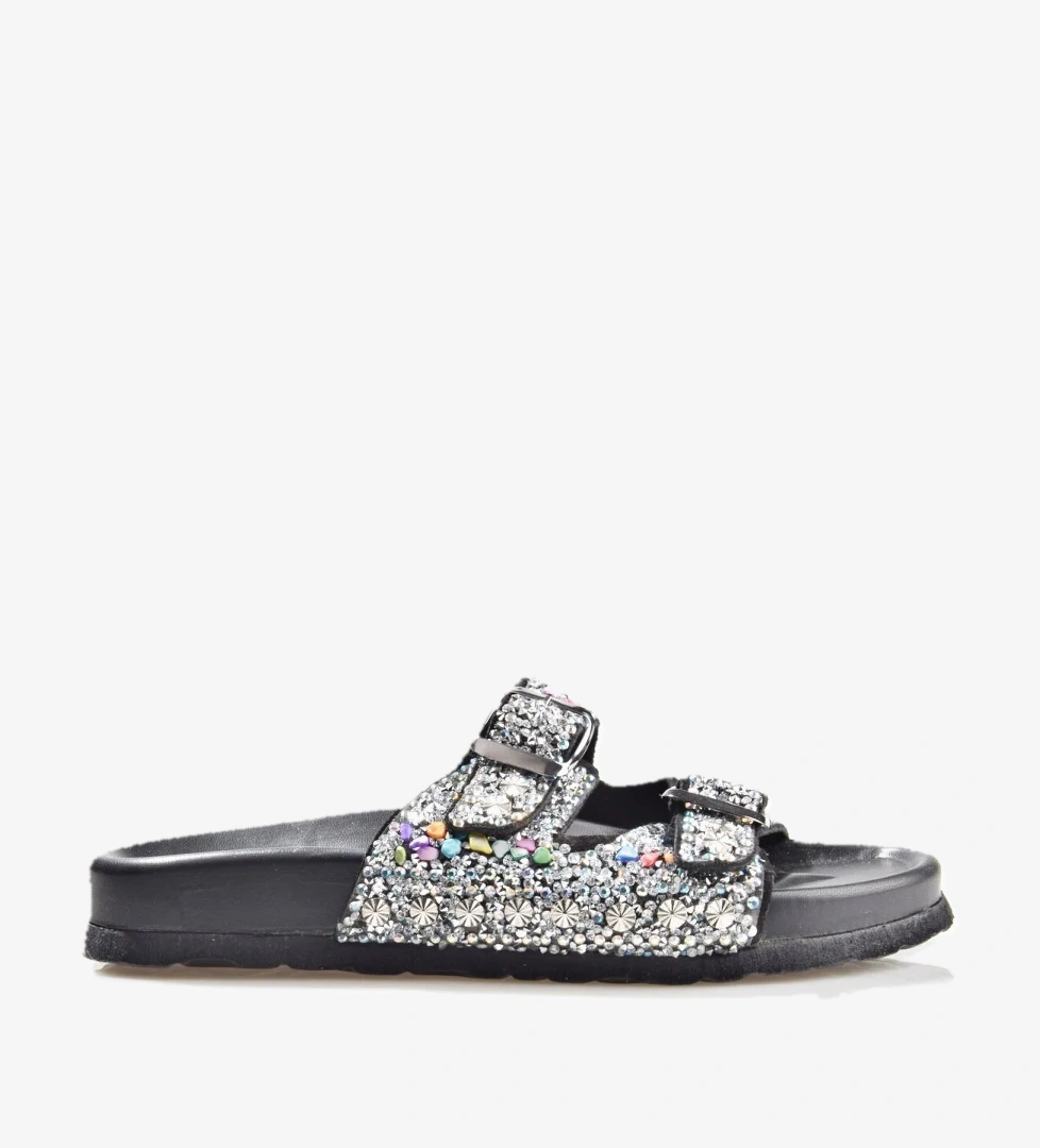 8013 Kadın Deri Taşlı Terlik