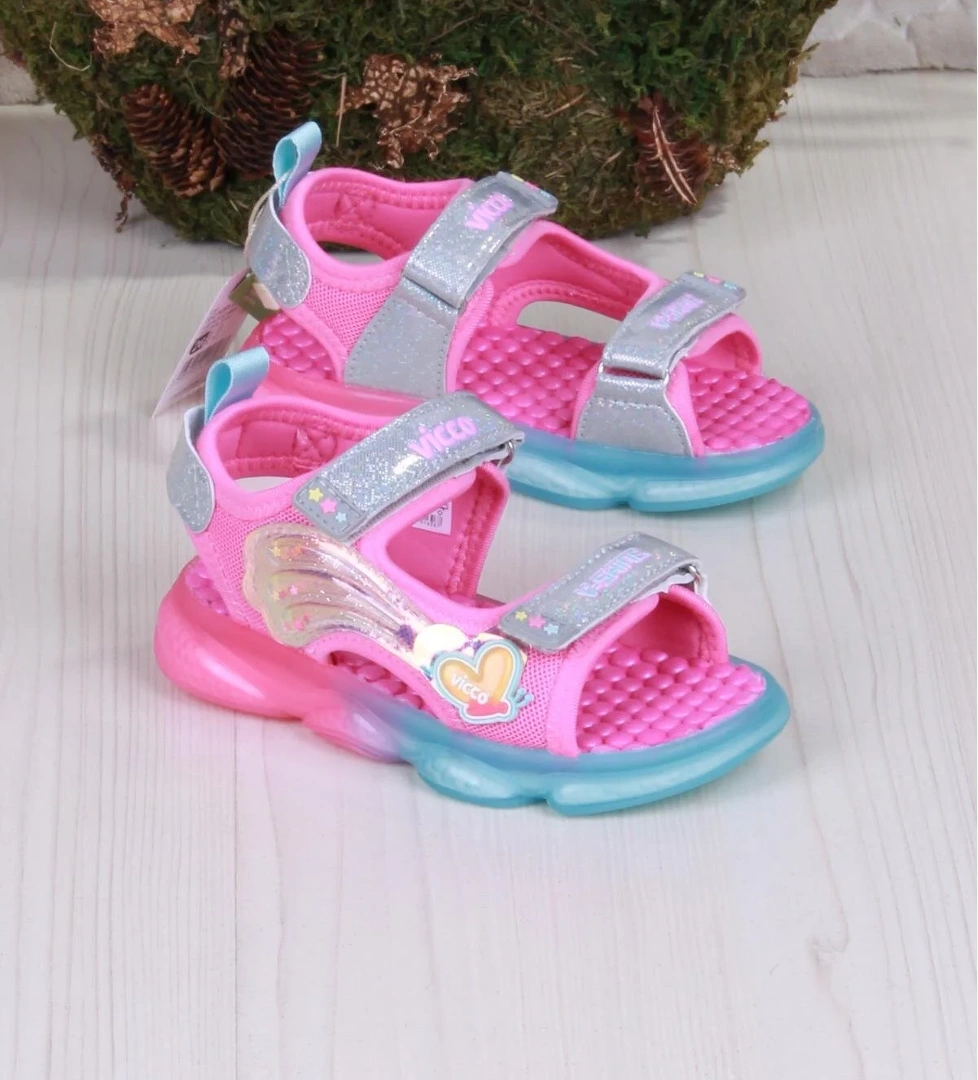 332.B25Y.254 Fuşya Can Anatomik Işıklı Kız Çocuk Sandalet - Görsel 1