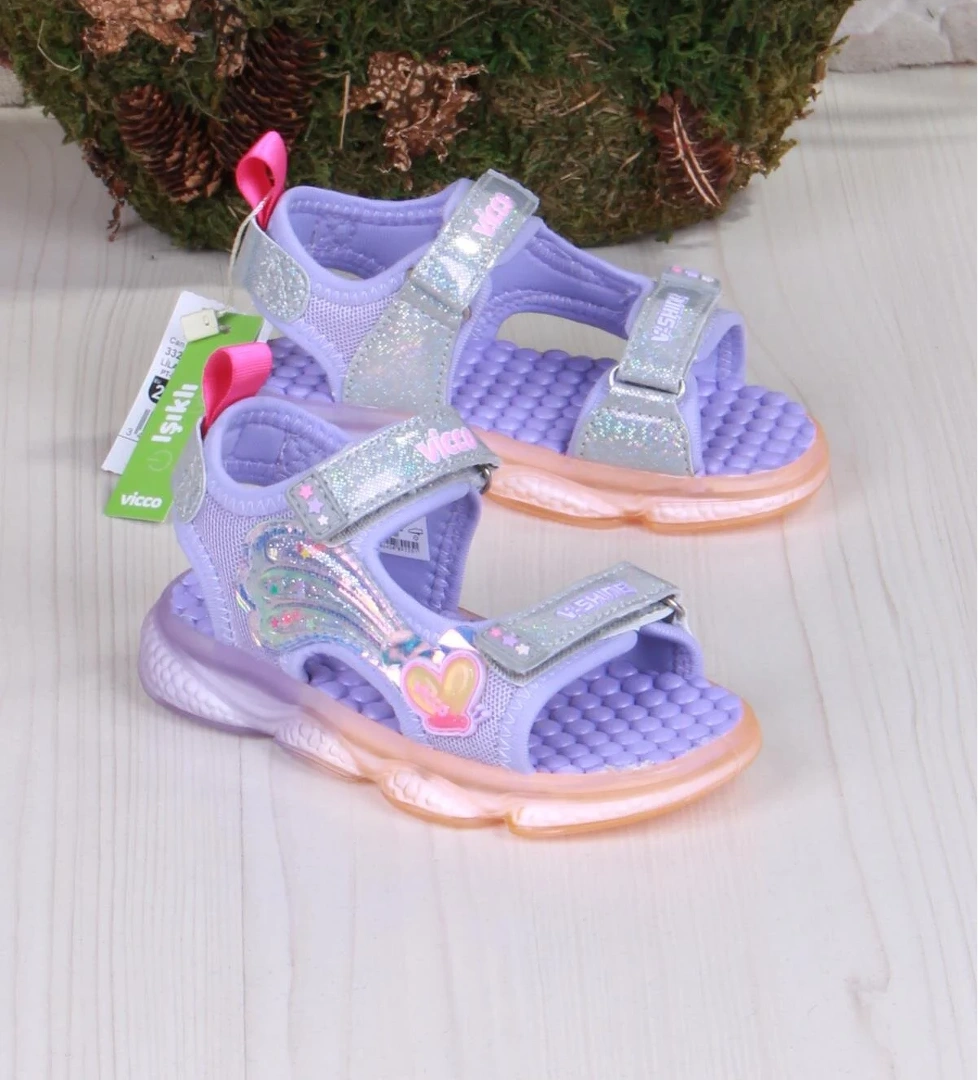 332.B25Y.254 Lila Can Anatomik Işıklı Kız Çocuk Sandalet - Görsel 1