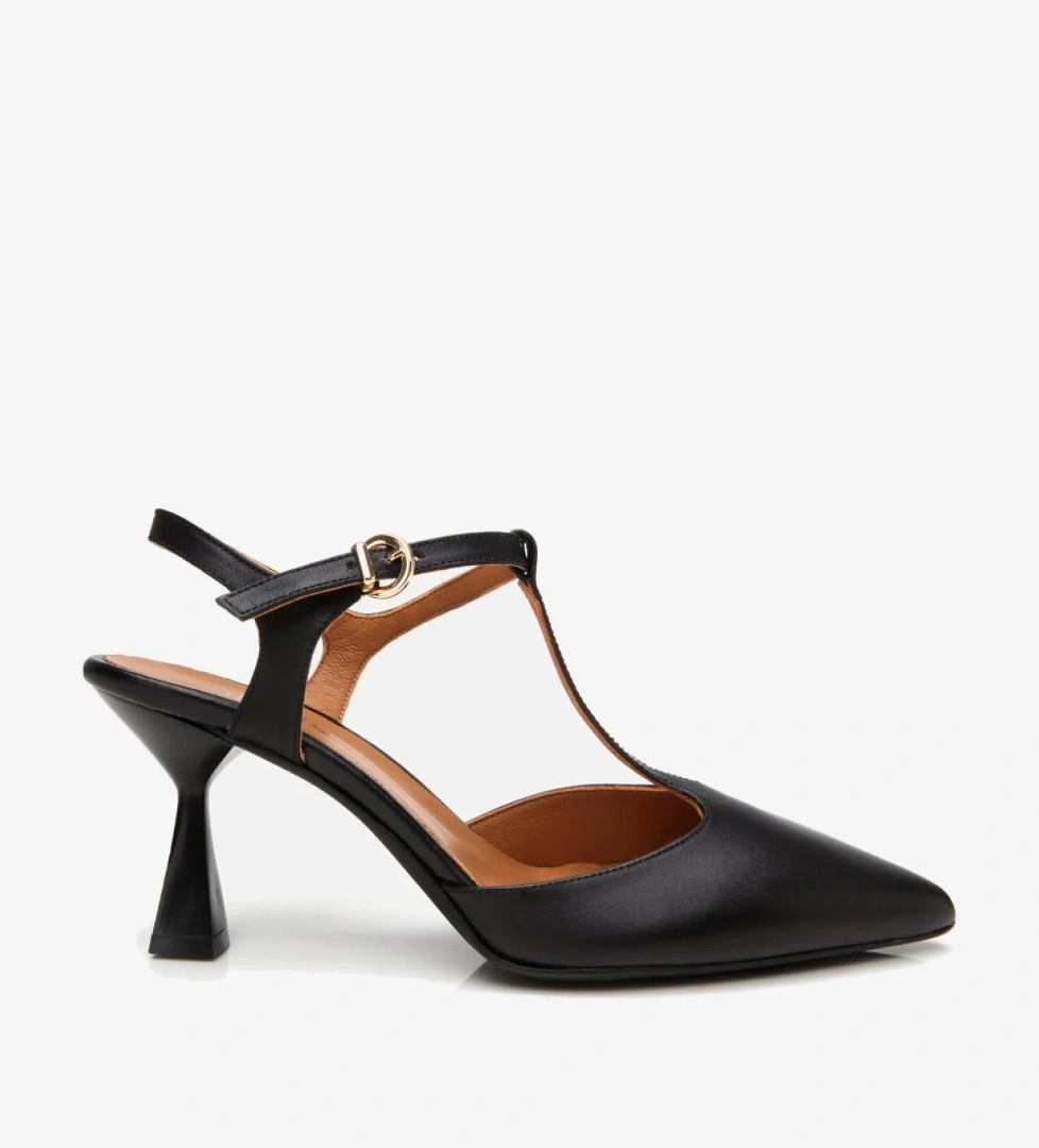 Kadın Deri Siyah Arkası Açık Topuklu Ayakkabı