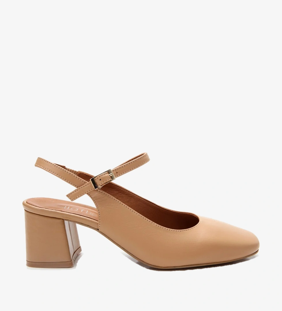 Hotiç Bej Hotiç Hotiç Deri Kadın Arkası Açık Topuklu Ayakkabı