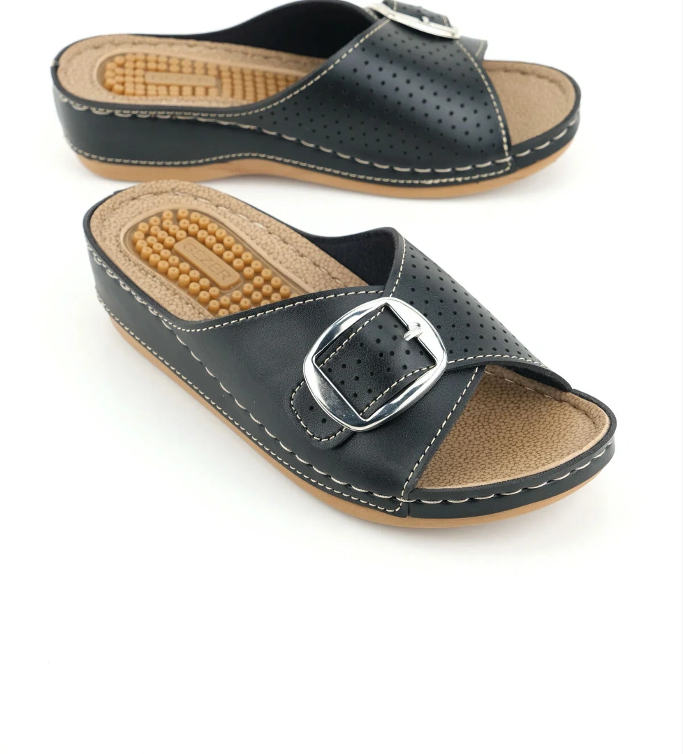 Kadın Yazlık Masaj Taban Tek Toka Ayarlanabilir Yüksek Topuk Günlük Terlik - Görsel 1