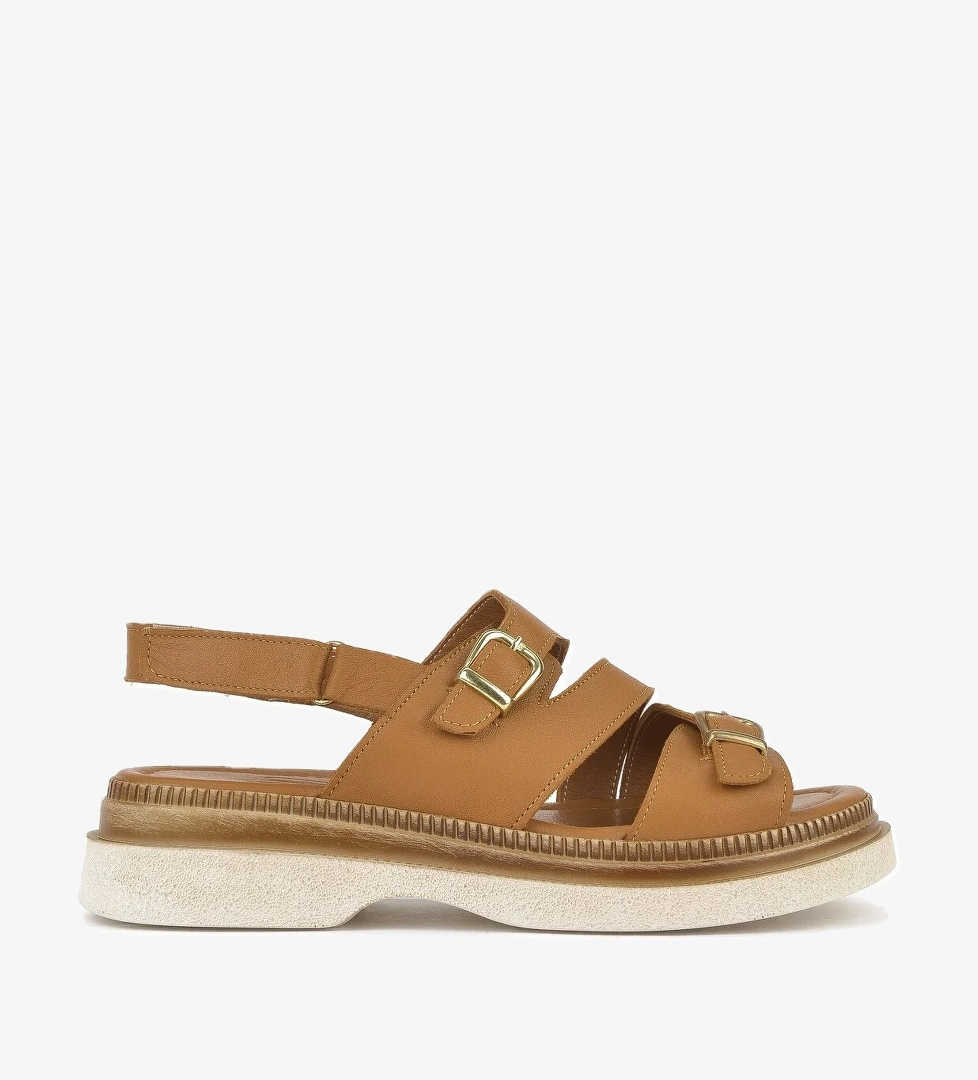 Kadın Hakiki Deri Dolgu Topuk Sandalet 1511020Z6122 Taba