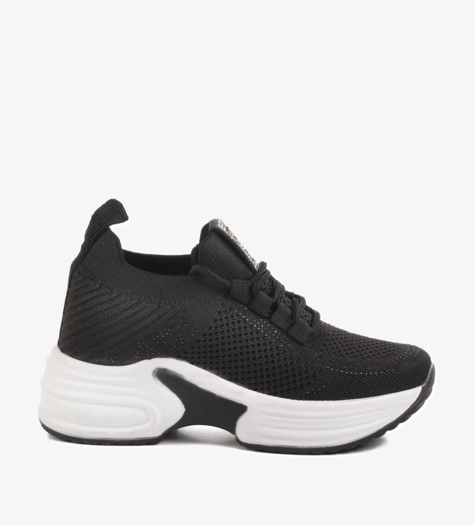 Siyah Triko Kalın Taban Kadın Sneaker Lady 5002 Z