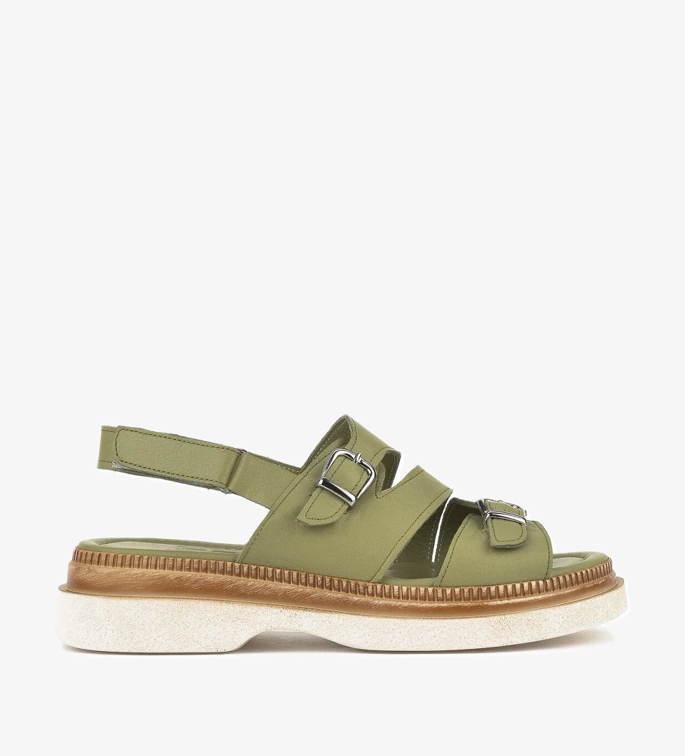 Kadın Hakiki Deri Dolgu Topuk Sandalet 1511020Z6122 Yeşil