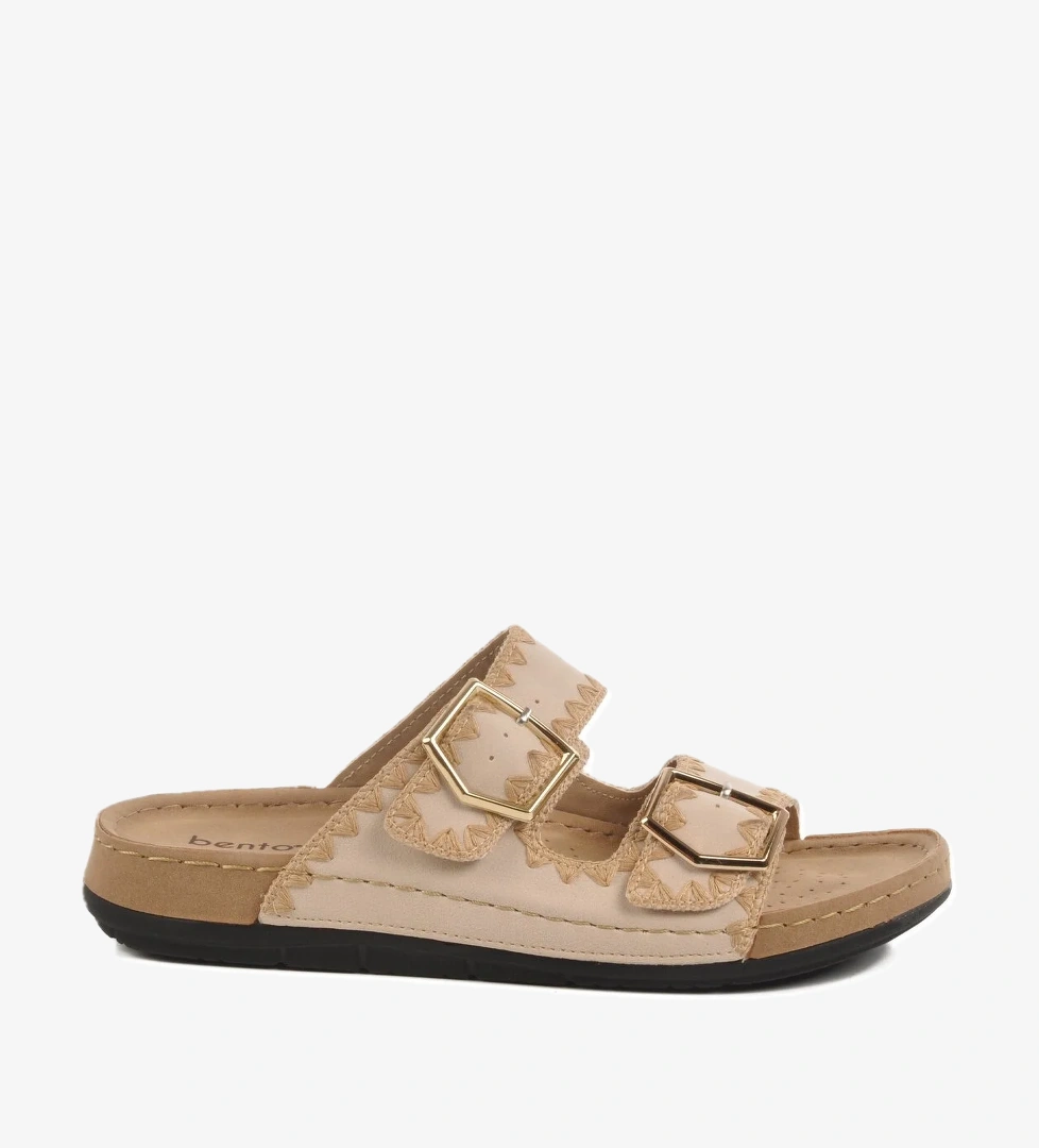 Bej Anatomik Çift Bantlı Kadın Terlik 41.001 Z