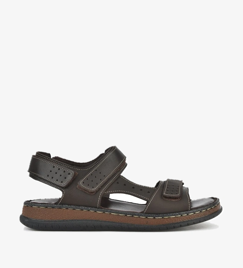 Erkek Hakiki Deri Sandalet 1511045ZS6 Kahve