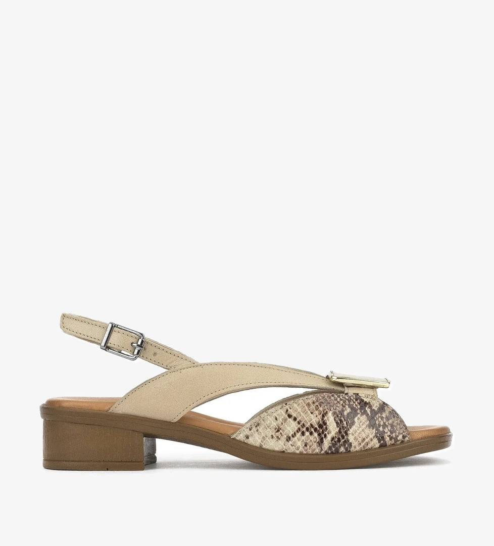 Kadın Hakiki Deri Topuklu Sandalet 1511032Z6020 Bej