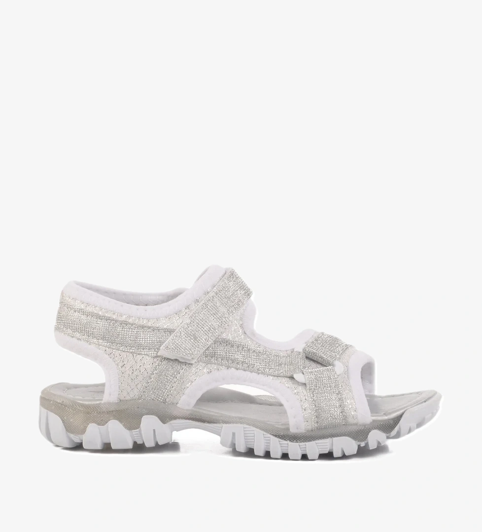 Gümüş Simli Cırtlı Ortopedik Kız Çocuk Spor Sandalet 25T104 F - Görsel 1