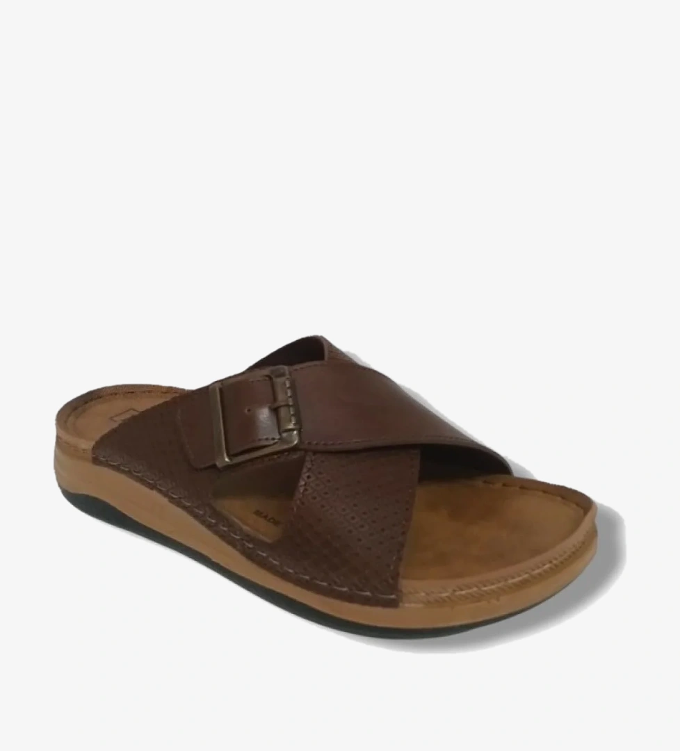 Enova E521-25 Baskı Deri Anatomik Çapraz Bant Tokalı Erkek Terlik model görseli