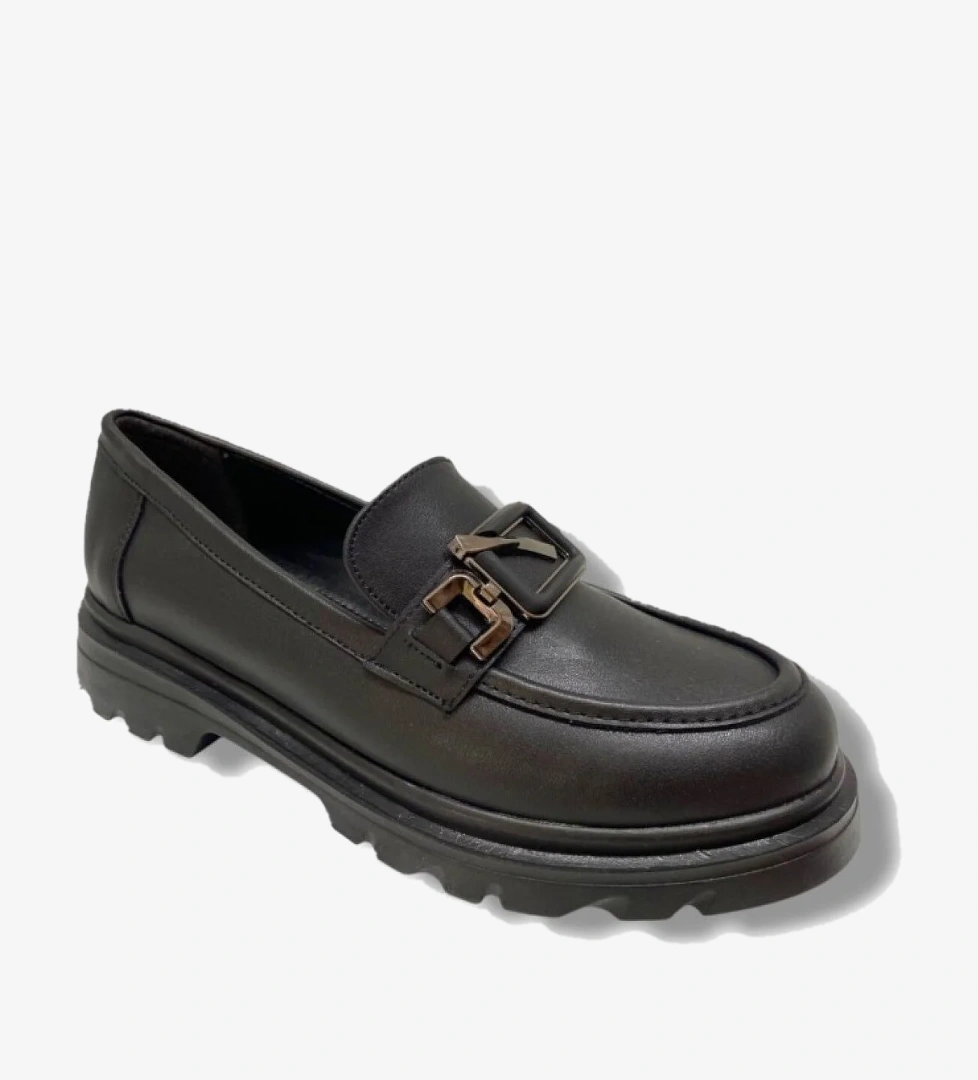 819-25 Deri Anatomik Q Tokalı Loafer Kadın Ayakkabı - Görsel 1