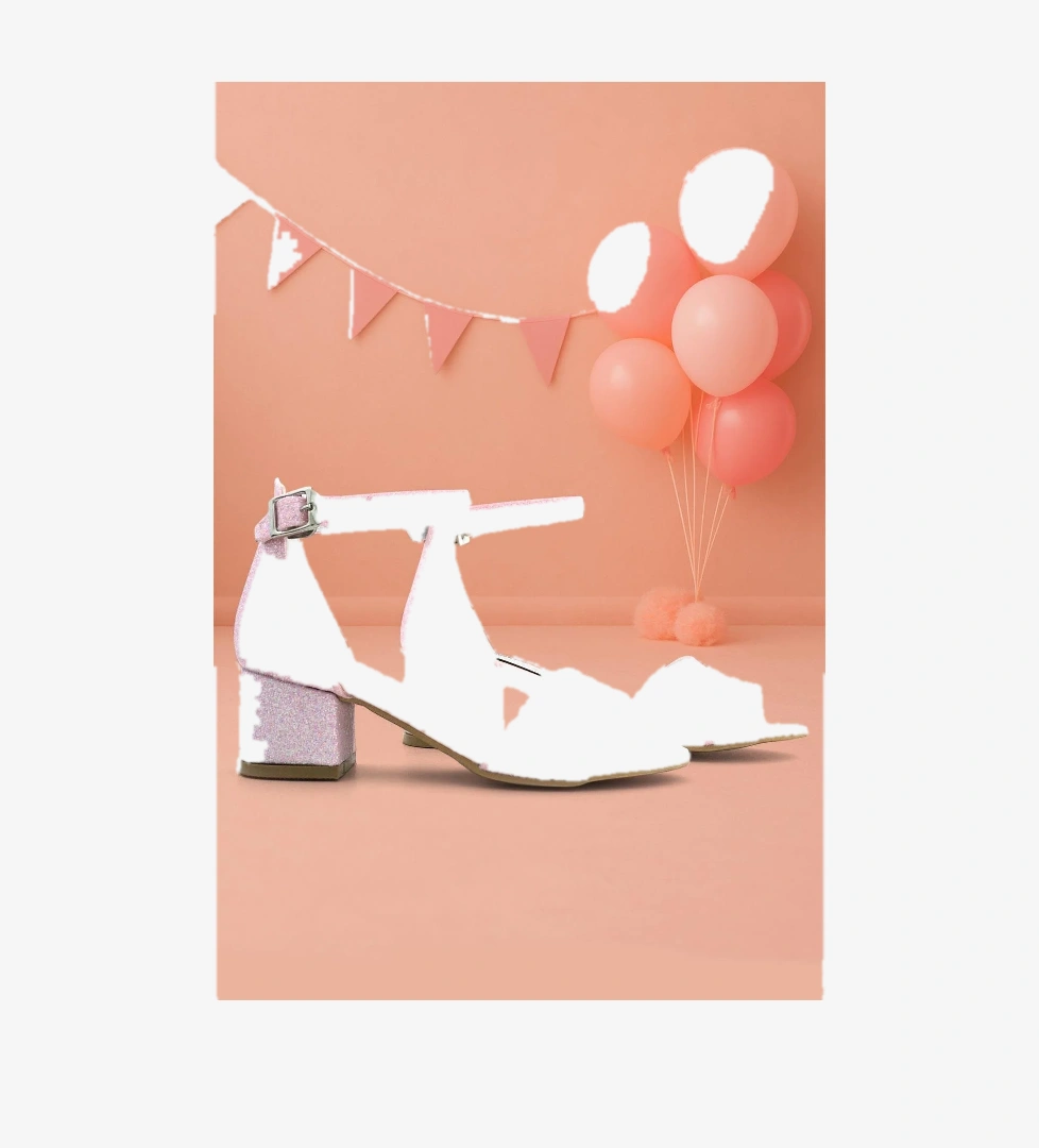 Hapshoe Kids Lilo Simli Pembe Tek Bantlı Kız Çocuk Topuklu Abiye Ayakkabı model görseli