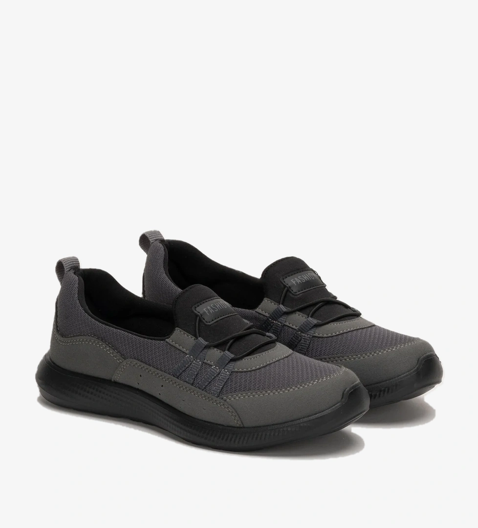 Kadın Spor Sneaker Babet Esnek, Yumuşak, Hafif, Günlük Ayakkabı Füme Siyah