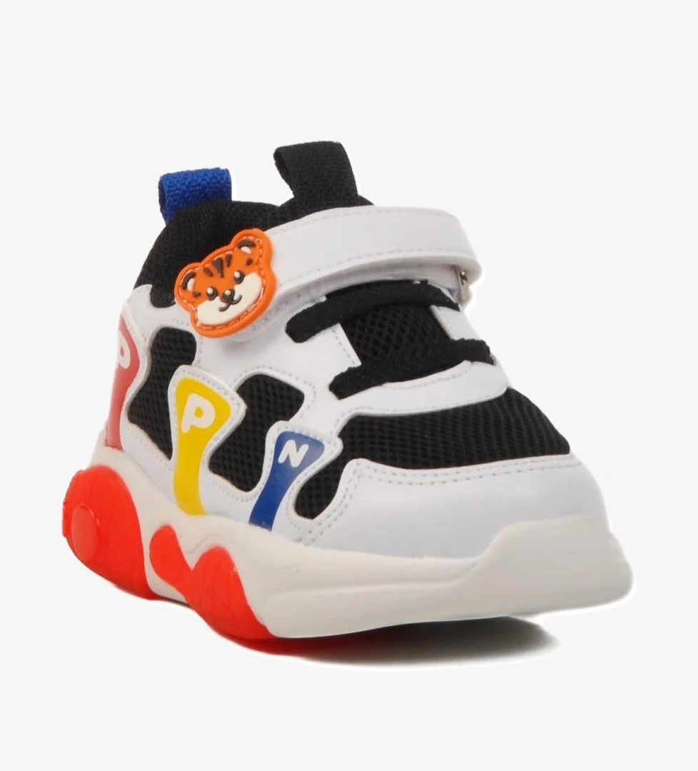 Siyah Cırtlı Fileli Hafif Erkek Çocuk Spor Ayakkabı 1914 B