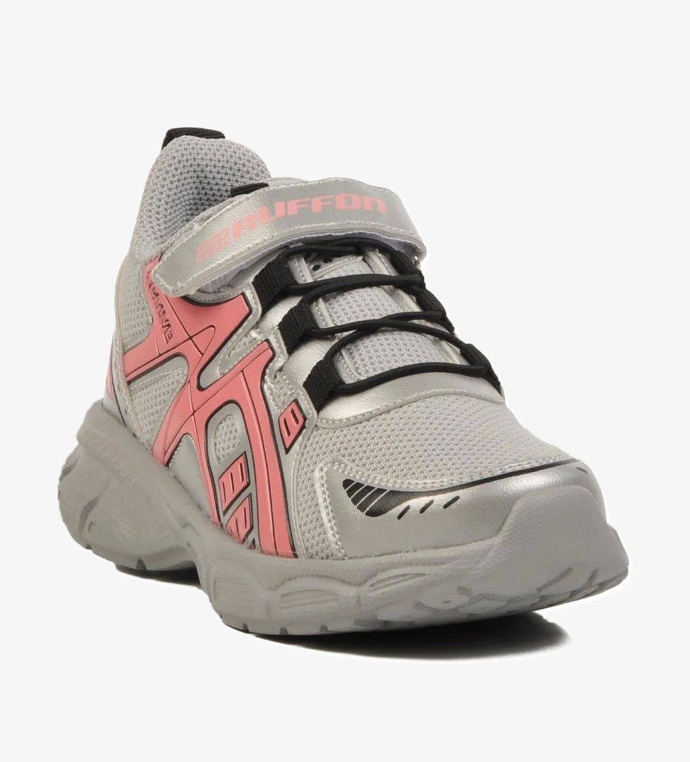 Gümüş Pembe Cırtlı Fileli Hafif Çocuk Spor Ayakkabı F