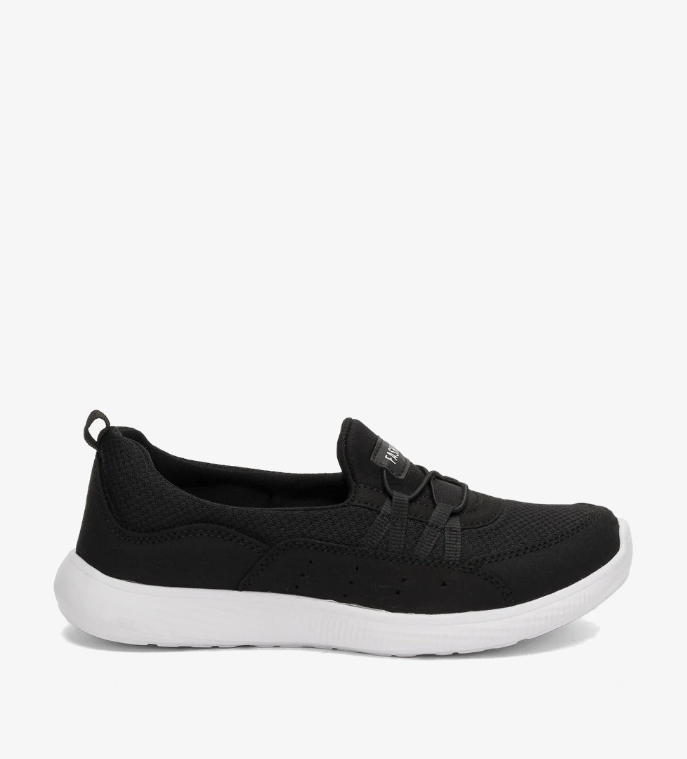 Kadın Spor Sneaker Babet Esnek, Yumuşak, Hafif, Günlük Ayakkabı Siyah Beyaz