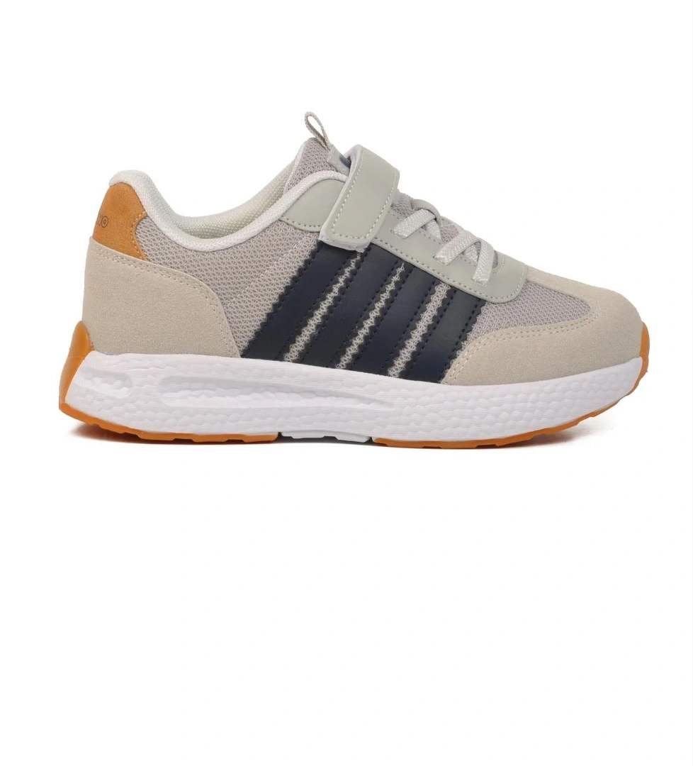 Gri Lacivert Cırtlı Çocuk Spor Ayakkabı 1876 F