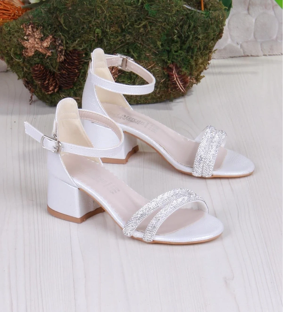 352087 Taşlı Detaylı Topuklu Kız Çocuk Abiye Ayakkabı