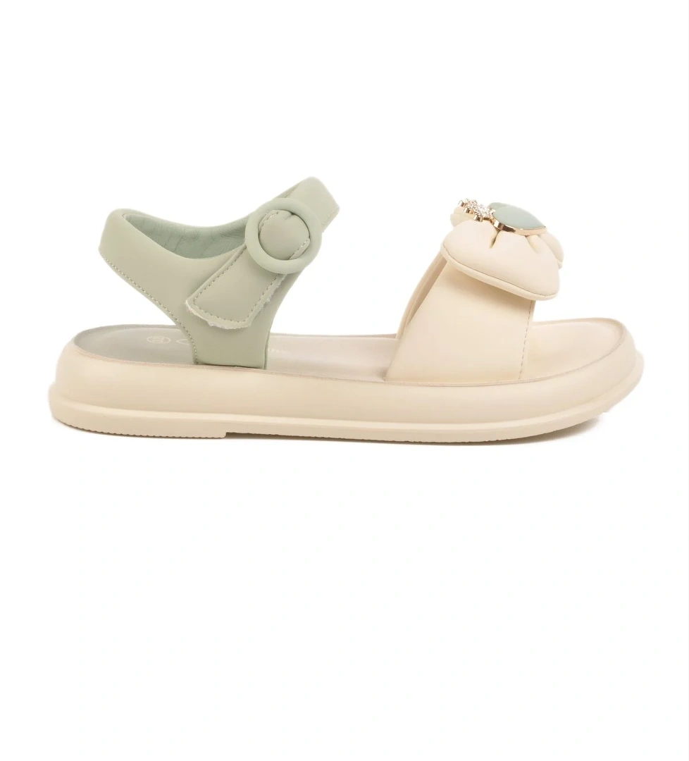 Yeşil Hafif Esnek Taşlı Kız Çocuk Sandalet 25Y600-5 F