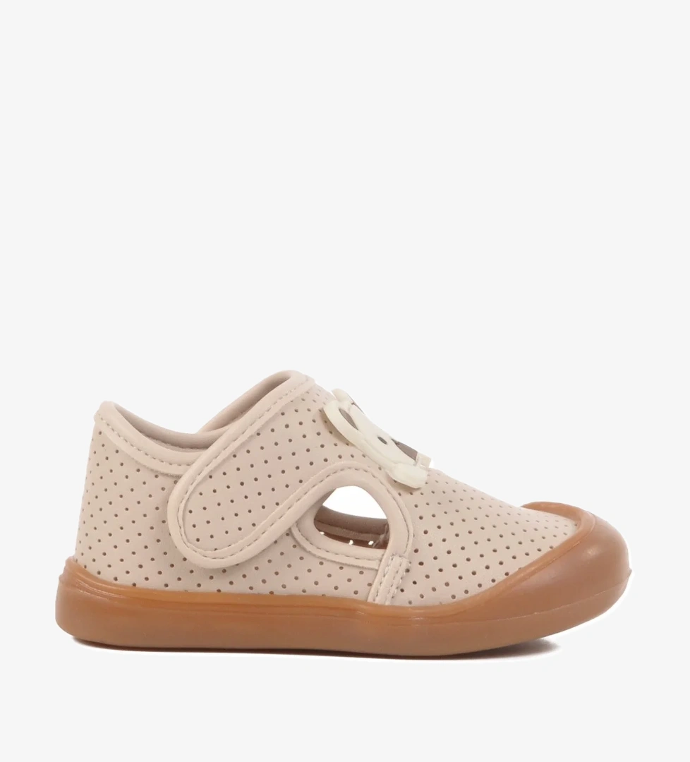 Bej Cırtlı Ortopedik Unisex Bebek Ayakkabı 25T101 İA
