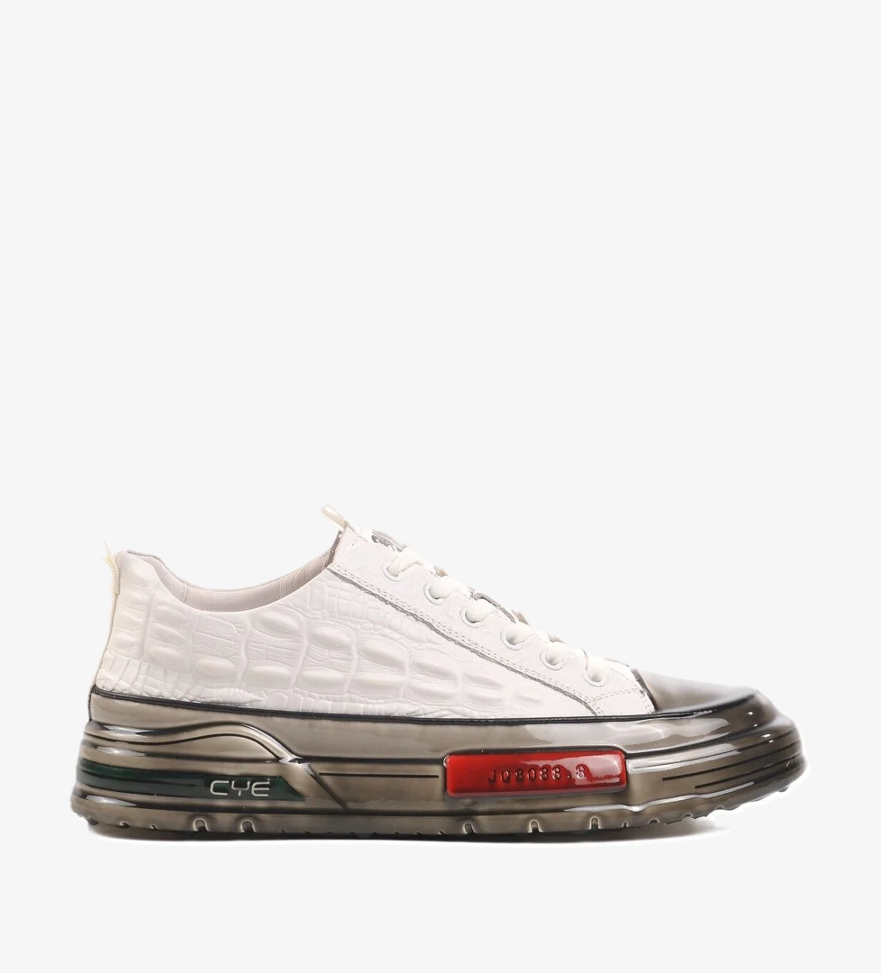 Beyaz Hakiki Deri Erkek Sneaker 24K510-3 M - Görsel 1