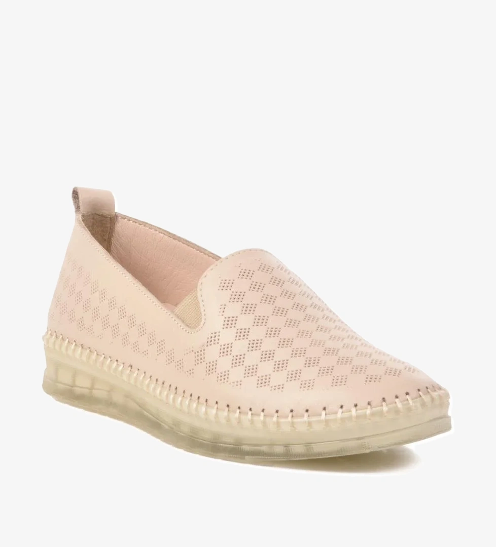 510 Z Bej Hakiki Deri Kadın Günlük Ayakkabı - Görsel 1