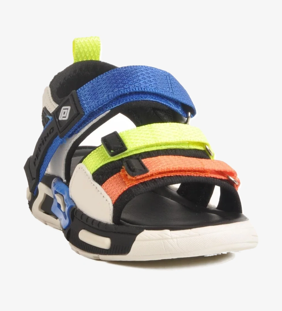 Siyah-Saks-Fosfor Sarı Çocuk Sandalet Pepino 1947 P - Görsel 1