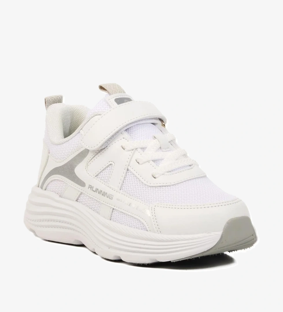 Beyaz Gri Cırtlı Çocuk Spor Ayakkabı 1880 F