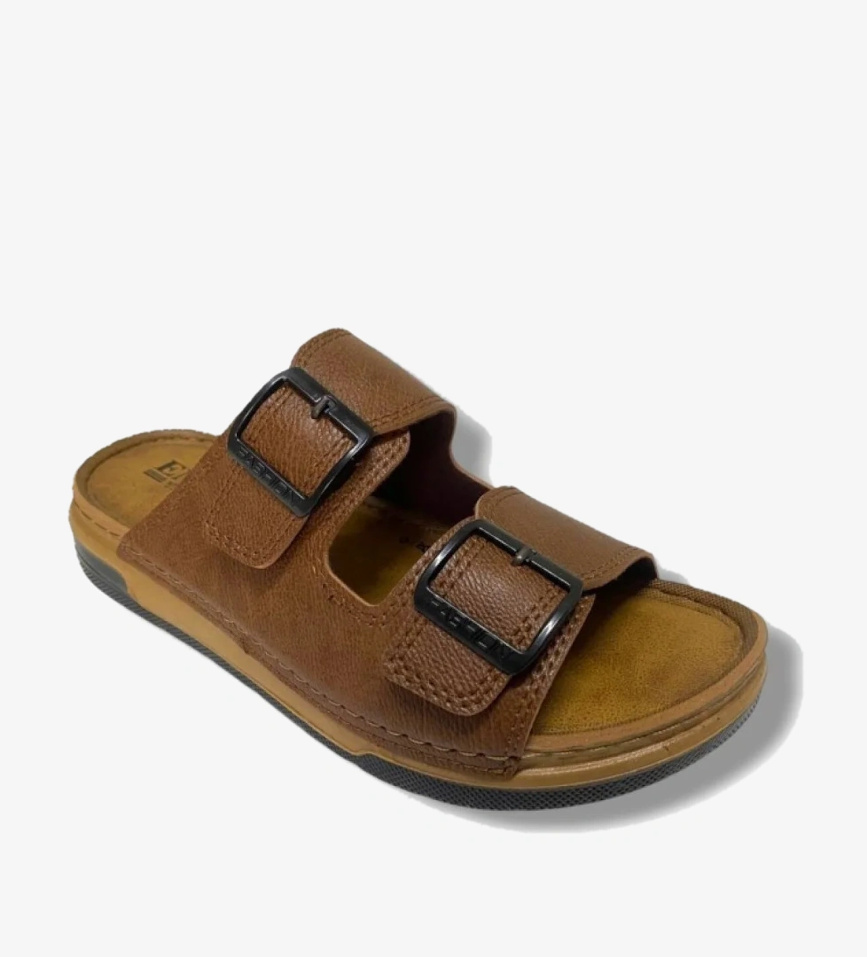 Enova M253-0202-25 Deri Anatomik Soft Çift Bant Erkek Terlik model görseli