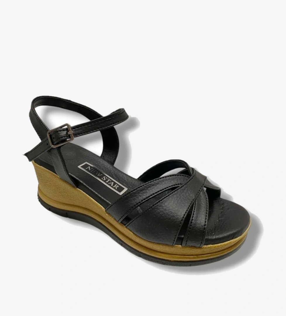 C-shoes KA02-25 Deri Anatomik Yanları Açık Dolgu Topuk Kadın Sandalet model görseli