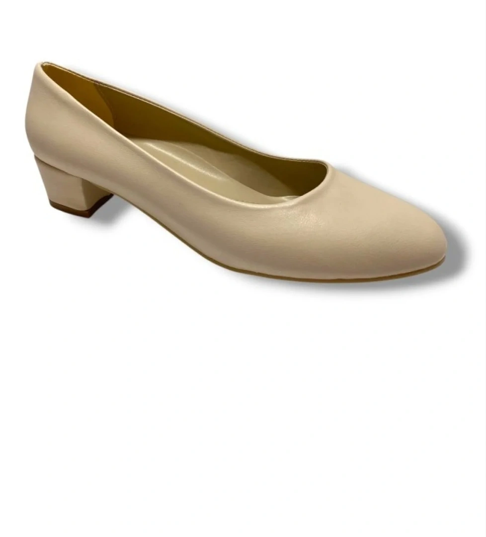 TR30-25 Deri Oval Burun Kalın Topuklu Kadın Ayakkabı 41-42