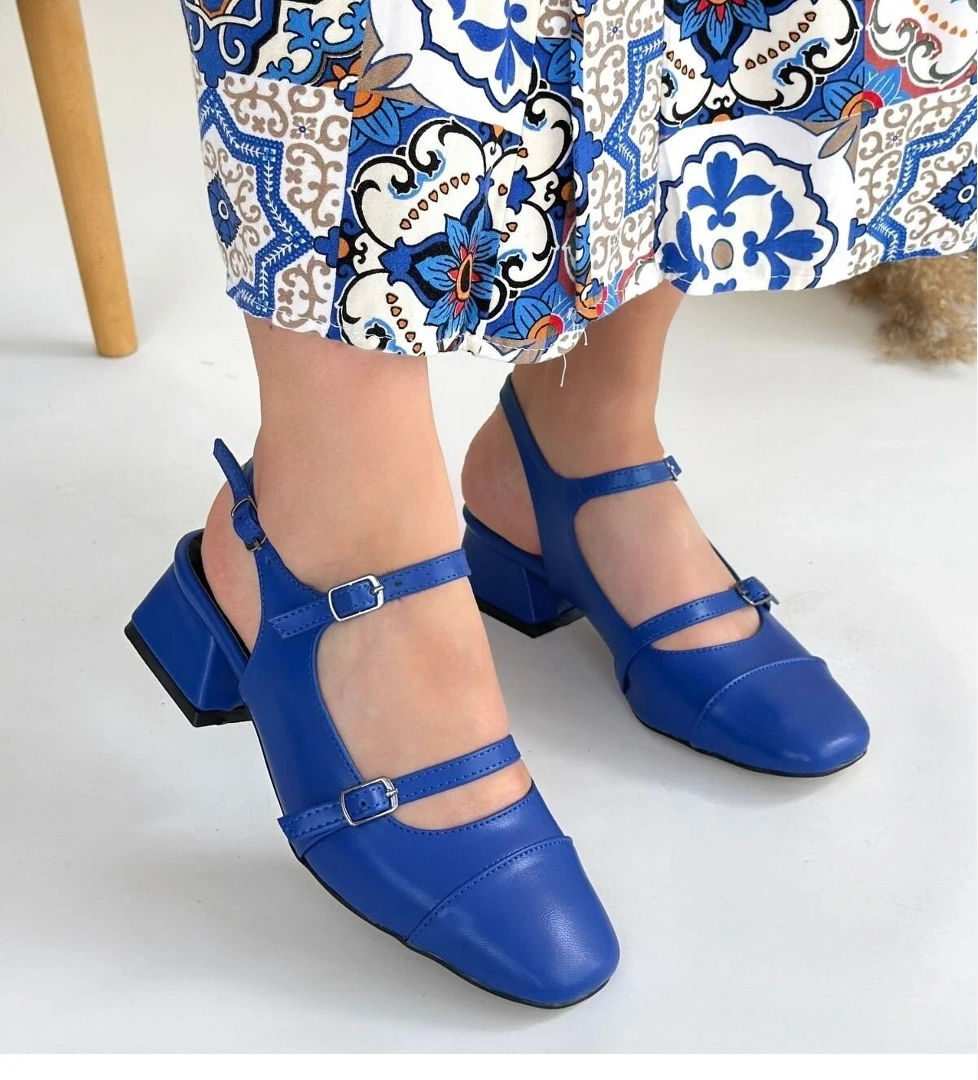 Mavi Kadın Topuklu Ayakkabı