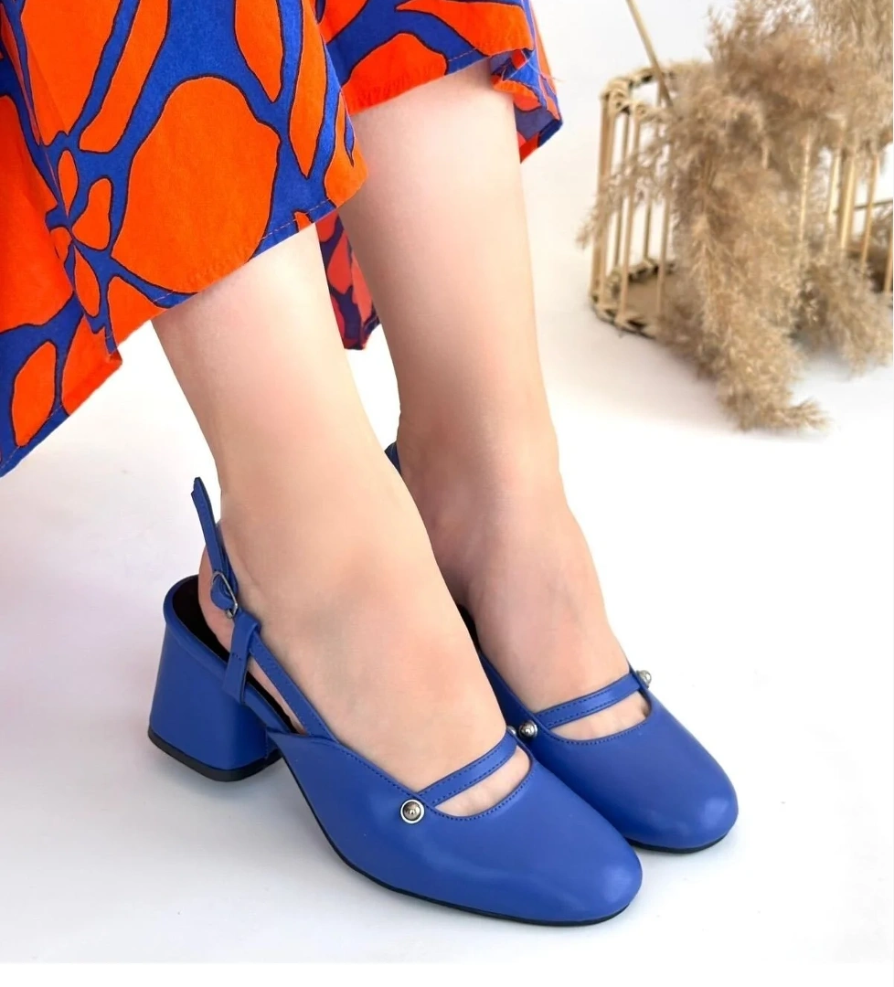 Mavi Kadın Topuklu Ayakkabı
