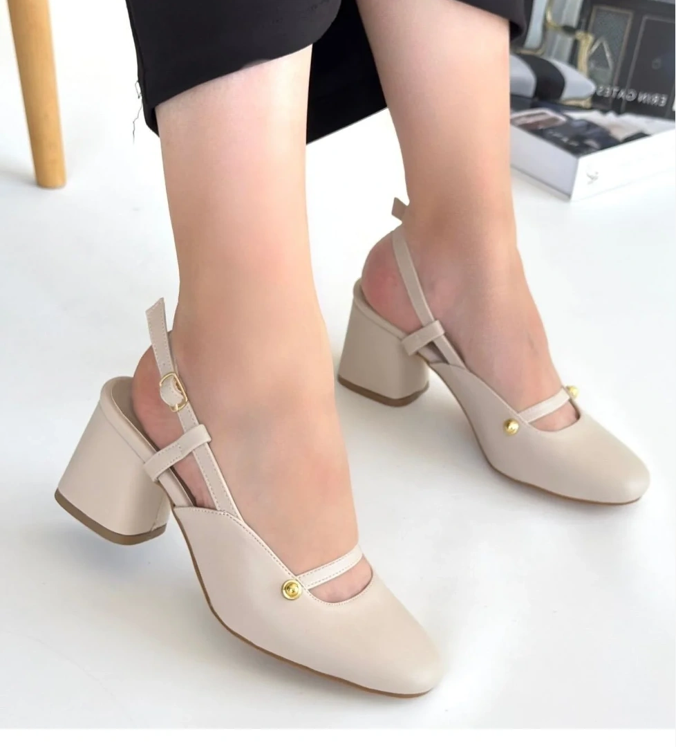 Bej Kadın Topuklu Ayakkabı