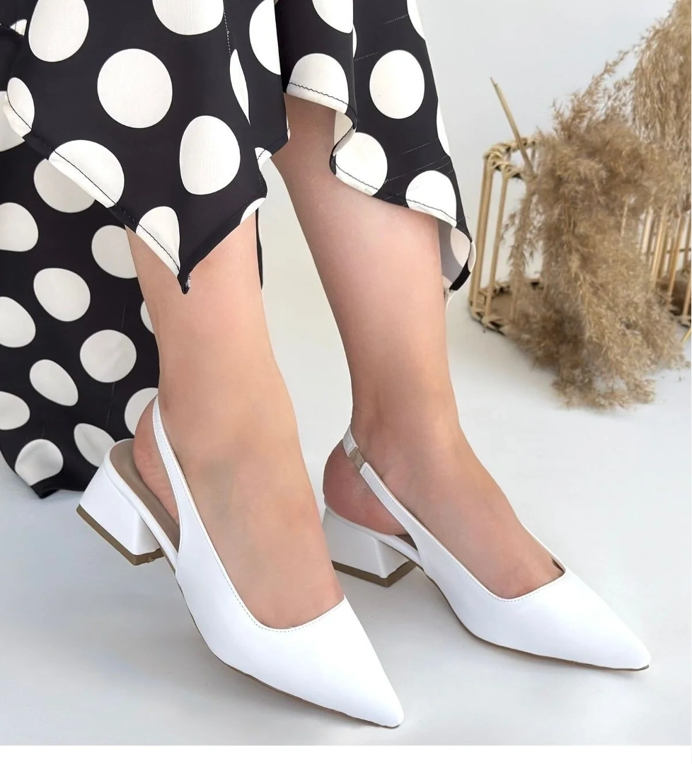 Beyaz Kadın Topuklu Ayakkabı