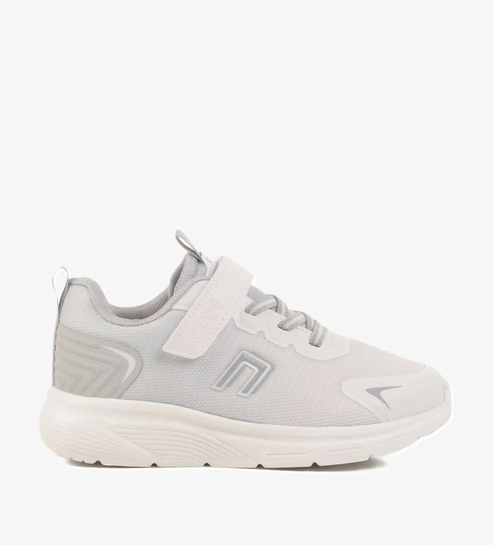 Aspor Beyaz Gri Cırtlı Unisex Çocuk Spor Ayakkabı