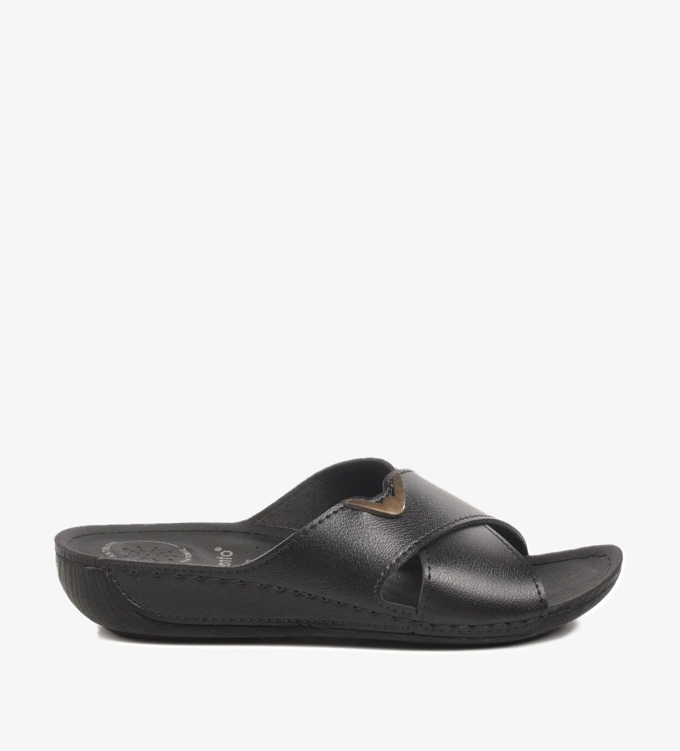 Aspor Siyah Anatomik Kadın Düz Terlik