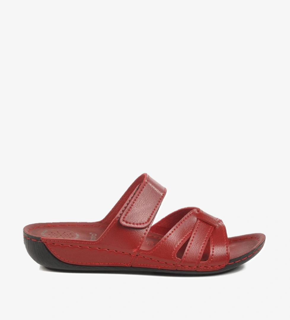 Aspor Kırmızı Cırtlı Anatomik Kadın Düz Terlik