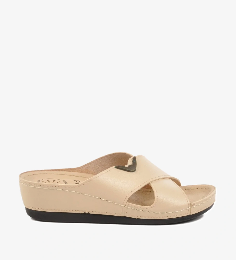 A Spor Aspor Bej Siyah Anatomik Kadın Dolgu Topuk Terlik model görseli