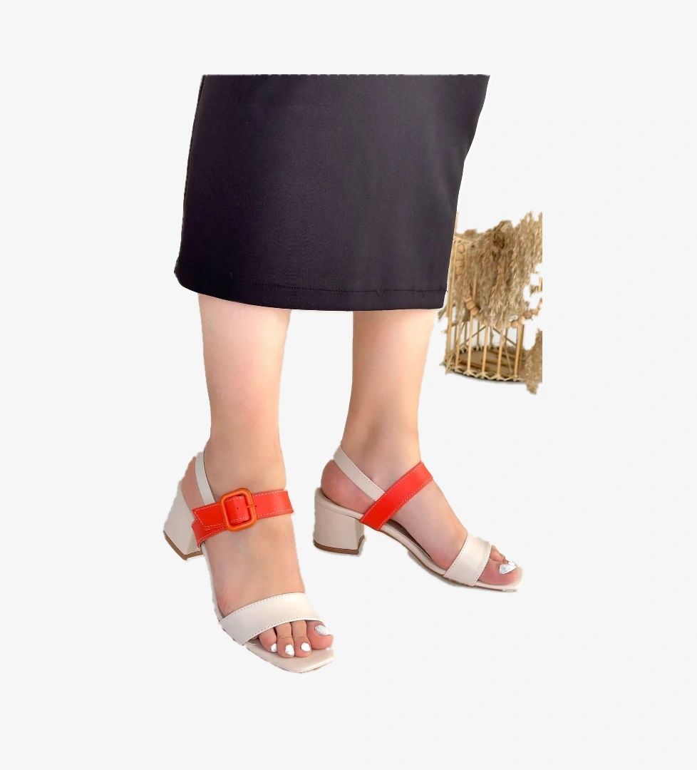 Pabucmarketi Turuncu Kadın Topuklu Sandalet model görseli