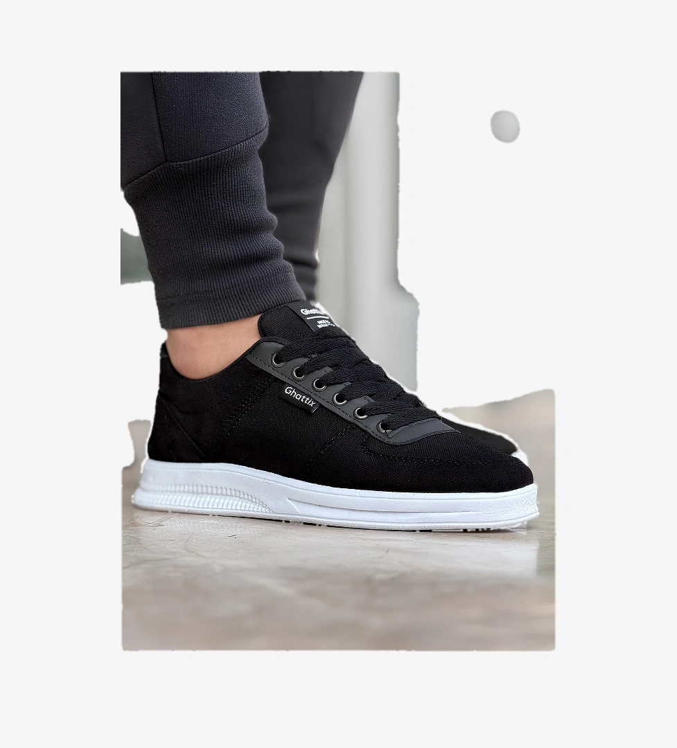 Ghattix Erkek Keten Günlük Sneaker Ayakkabı Siyah model görseli